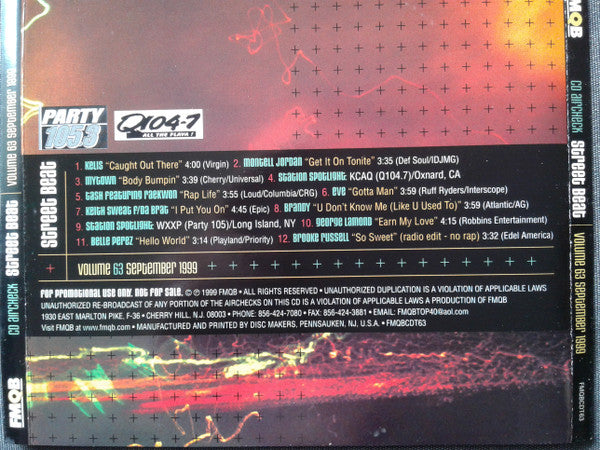 Various : FMQB CD Aircheck - Street Beat Volume 63 (CD, Comp, Promo)