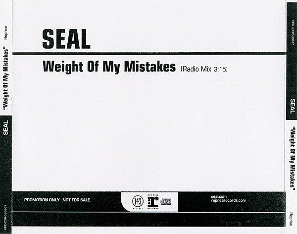 Seal : Weight Of My Mistakes (CD, Single, Promo)