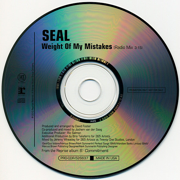 Seal : Weight Of My Mistakes (CD, Single, Promo)