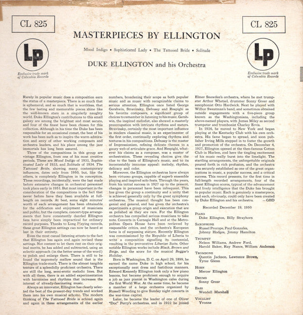 Duke Ellington And His Orchestra : Masterpieces By Ellington (In Uncut Concert Arrangements) (LP, Album, Mono, RE, Hol)