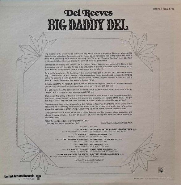 Del Reeves : Big Daddy Del (LP, Album)