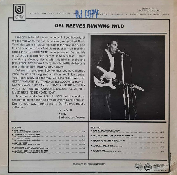 Del Reeves : Running Wild (LP, Album)