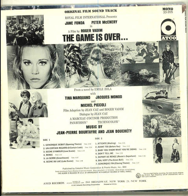 Jean-Pierre Bourtayre / Jean Bouchéty : The Game Is Over (Original Film Sound Track) (LP, Mono)