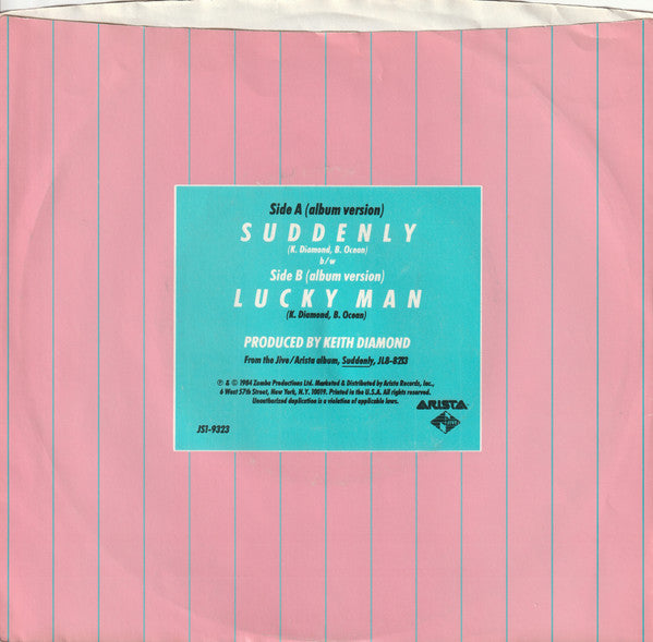Billy Ocean : Suddenly (7", Single, Styrene, Ind)