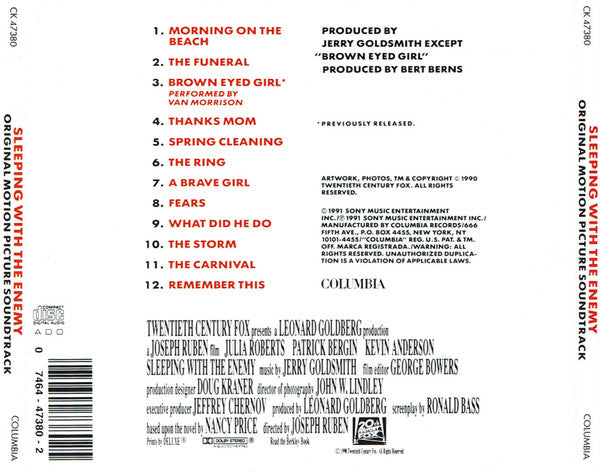 Jerry Goldsmith : Sleeping With The Enemy (Original Motion Picture Soundtrack) (CD, Album, CMU)
