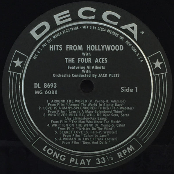 The Four Aces Featuring Al Alberts : Hits From Hollywood (LP, Album)