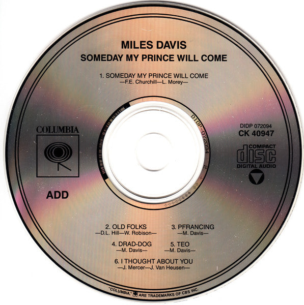 Miles Davis : Someday My Prince Will Come (CD, Album, RE, RM)