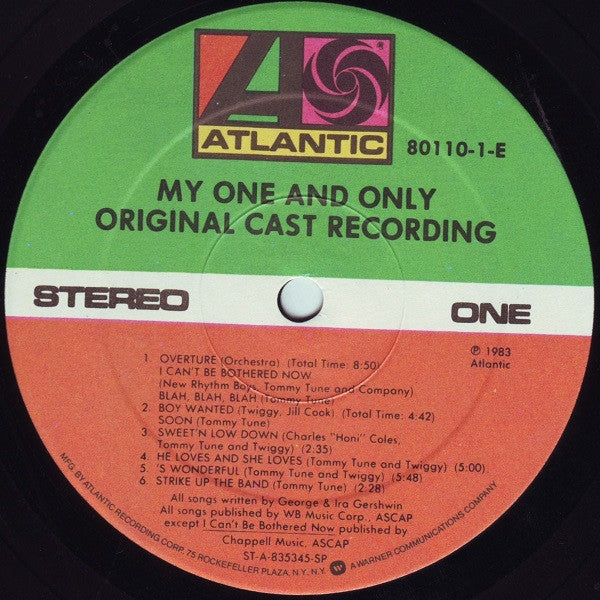 Twiggy (2) And Tommy Tune (2) : My One And Only (Original Cast Recording) (LP, Album, SP )