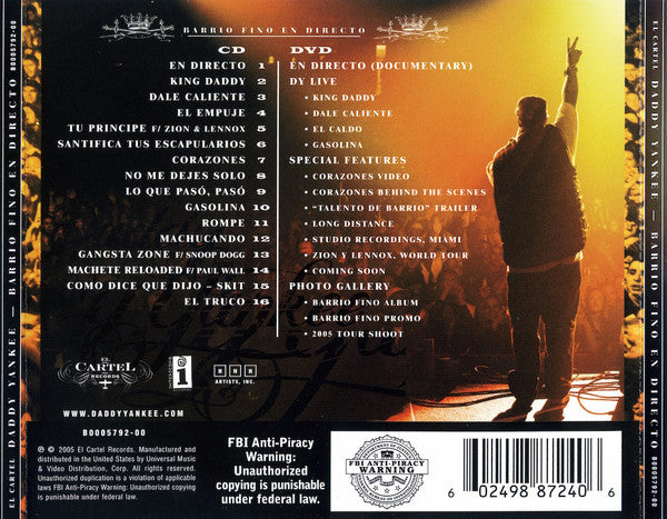 Daddy Yankee : Barrio Fino En Directo (CD, Album + DVD)