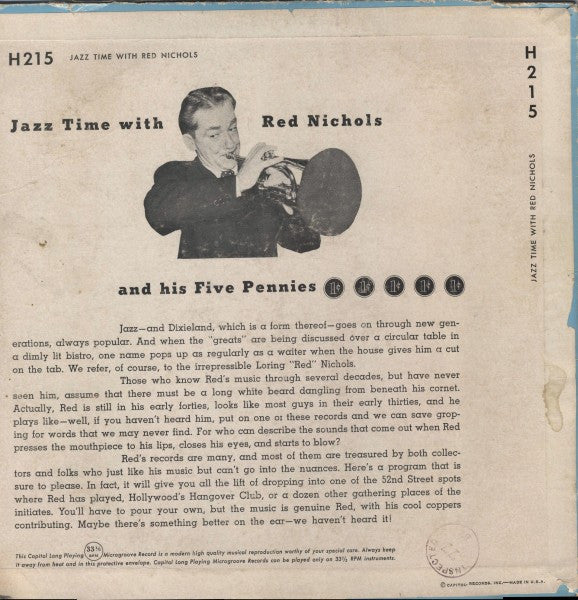 Red Nichols And His Five Pennies : Jazz Time With Red Nichols (10")
