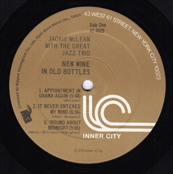 Jackie McLean and The Great Jazz Trio : New Wine In Old Bottles (LP, Album)