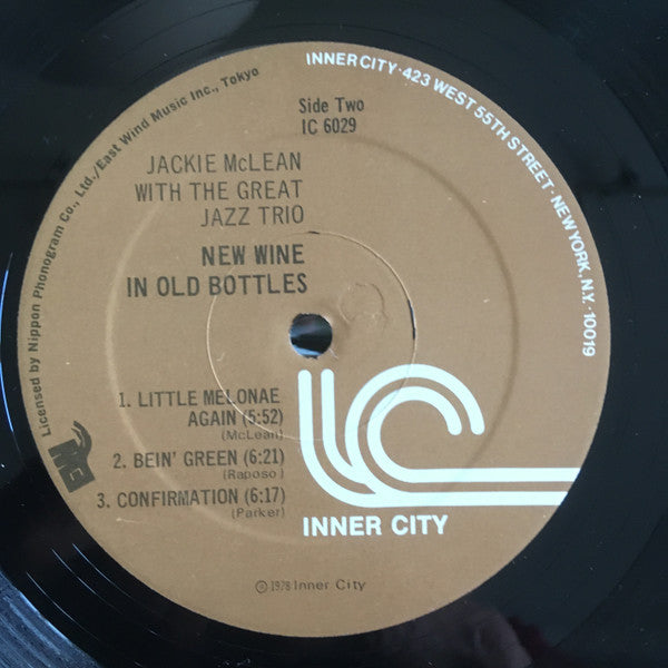 Jackie McLean and The Great Jazz Trio : New Wine In Old Bottles (LP, Album)