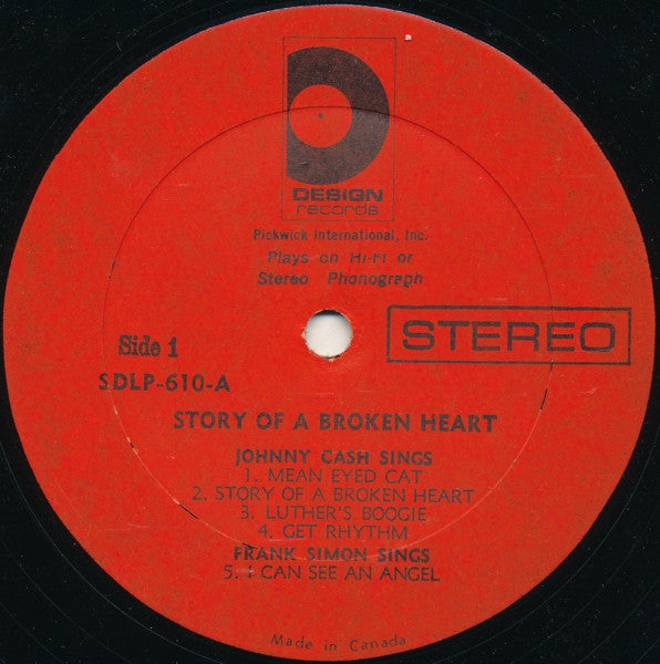 Johnny Cash, Frank Simon, Jan Howard, Bobby Austin : Story Of A Broken Heart (LP, Comp)