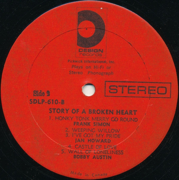 Johnny Cash, Frank Simon, Jan Howard, Bobby Austin : Story Of A Broken Heart (LP, Comp)
