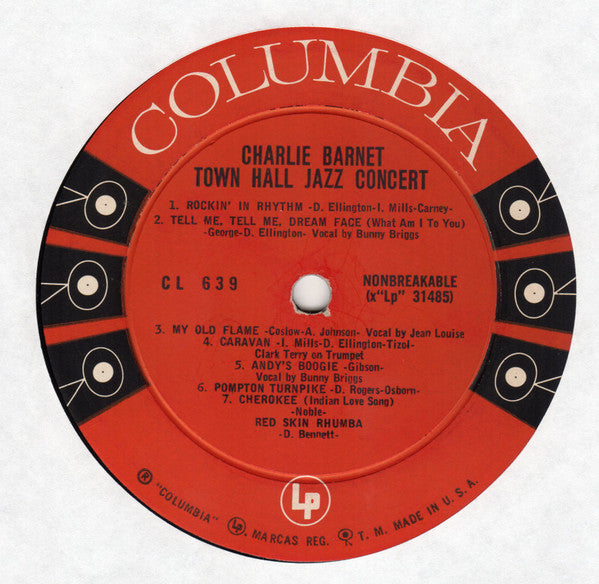 Charlie Barnet : Town Hall Jazz Concert (LP, Album, Mono, RP, Six)