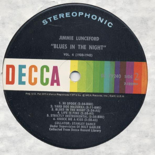 Jimmie Lunceford : Blues In The Night Vol. 4 (1938-1942) (LP, Comp)