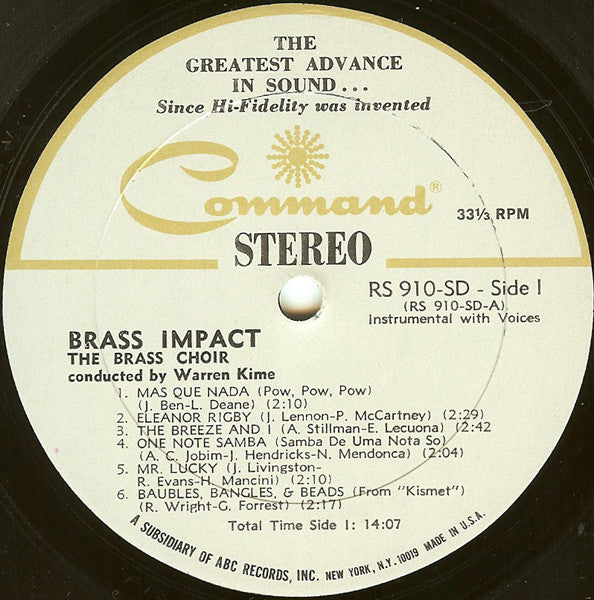The Brass Choir Conducted By Warren Kime : Brass Impact (LP, Album, Gat)