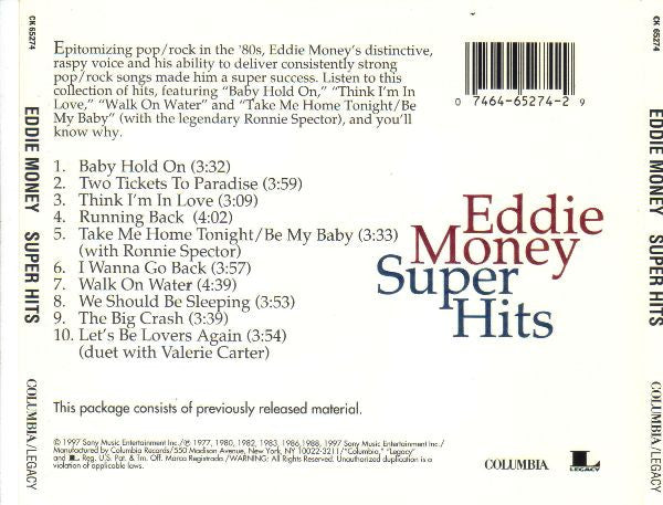 Eddie Money : Super Hits (CD, Comp)