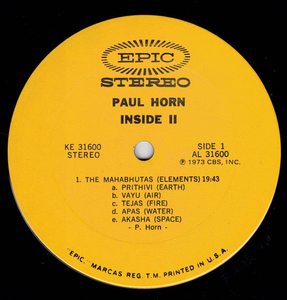 Paul Horn : Inside II (LP, Album, Ter)