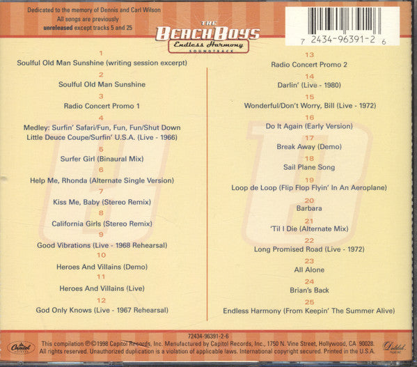 The Beach Boys : Endless Harmony Soundtrack (CD, Album)