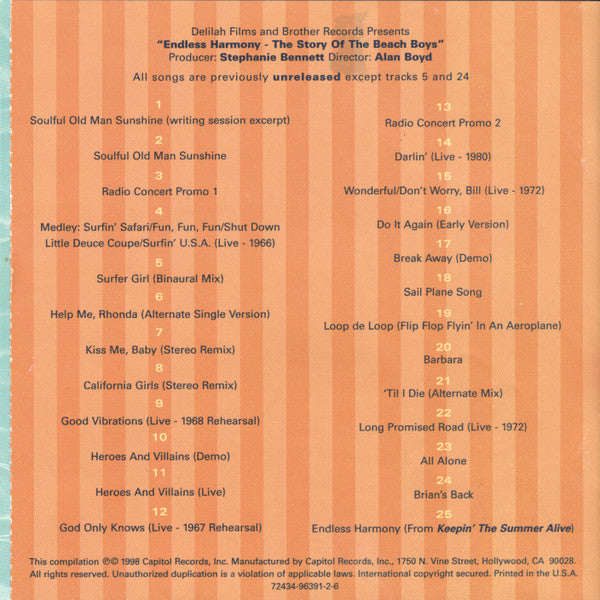 The Beach Boys : Endless Harmony Soundtrack (CD, Album)