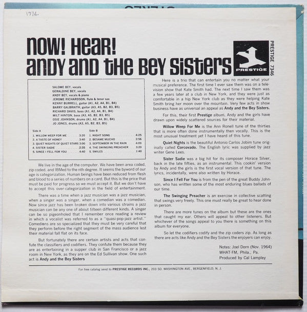 Andy And The Bey Sisters : Now! Hear! (LP, Album, Mono)