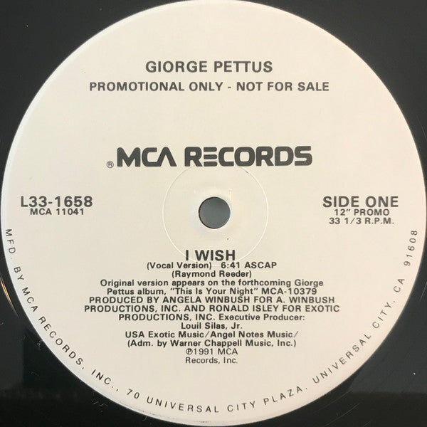 Giorge Pettus : I Wish (12", Promo)