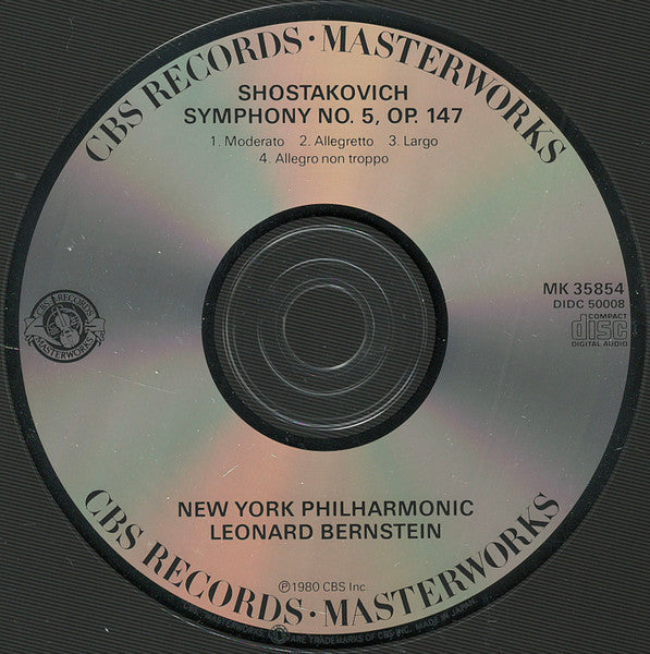 Dmitri Shostakovich - Leonard Bernstein, New York Philharmonic : Symphony No. 5 (CD, Album, RE)