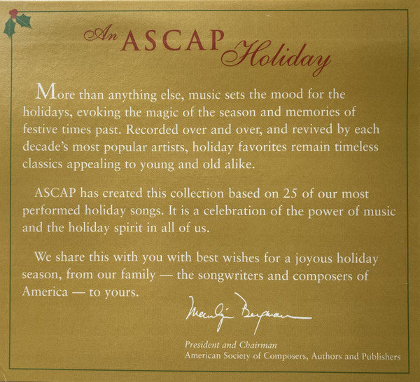 Various : ASCAP Presents... Holiday (CD, Comp)