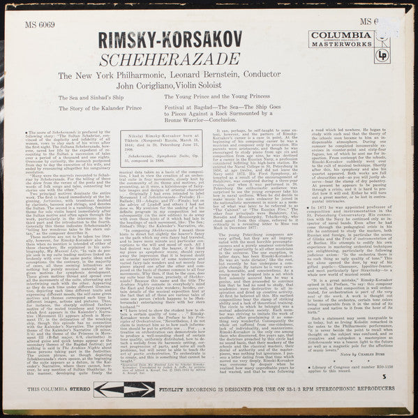 Nikolai Rimsky-Korsakov - New York Philharmonic, Leonard Bernstein : Scheherazade (LP, Album, Pit)