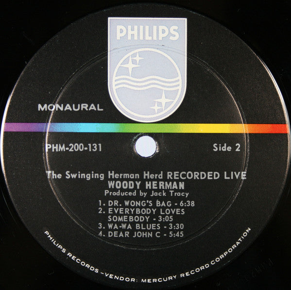 Woody Herman : The Swinging Herman Herd Recorded Live (LP, Album, Mono)