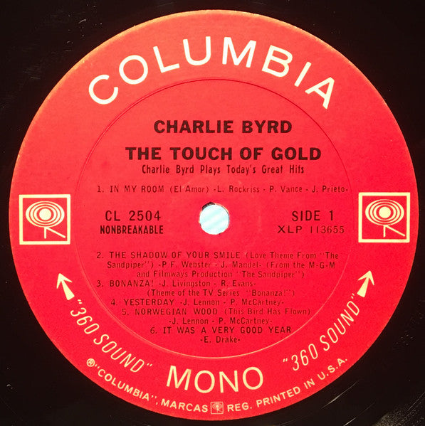 Charlie Byrd : The Touch Of Gold (Charlie Byrd Plays Today's Great Hits) (LP, Album, Mono)