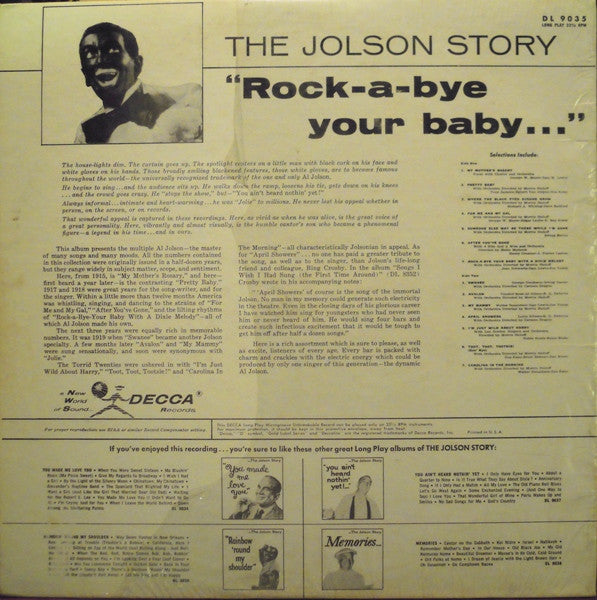 Al Jolson : The Jolson Story "Rock-A-Bye Your Baby..." (LP, Comp)