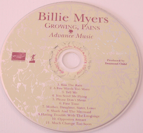 Billie Myers : Growing, Pains (CD, Advance, Album, Promo)