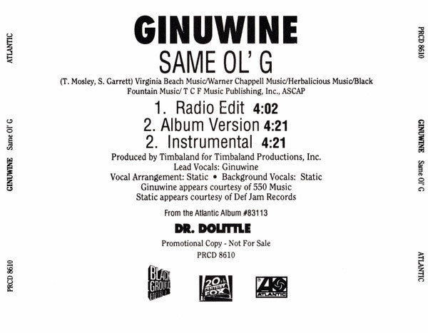 Ginuwine : Same Ol' G (CD, Single, Promo)