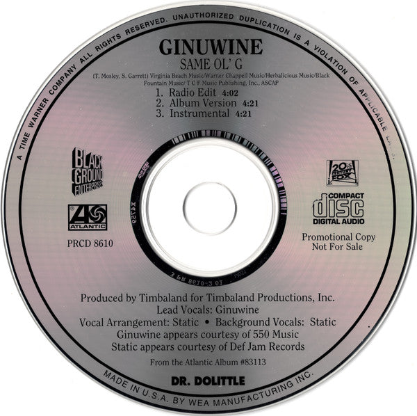 Ginuwine : Same Ol' G (CD, Single, Promo)