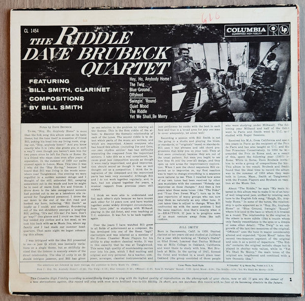 The Dave Brubeck Quartet : The Riddle (LP, Album, Mono, Ter)