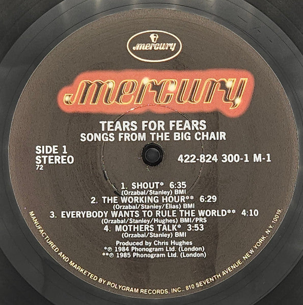 Tears For Fears : Songs From The Big Chair (LP, Album, 72 )