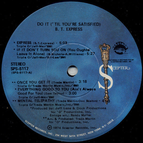B.T. Express : Do It ('Til You're Satisfied) (LP, Album, NAM)