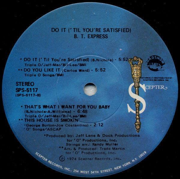 B.T. Express : Do It ('Til You're Satisfied) (LP, Album, NAM)