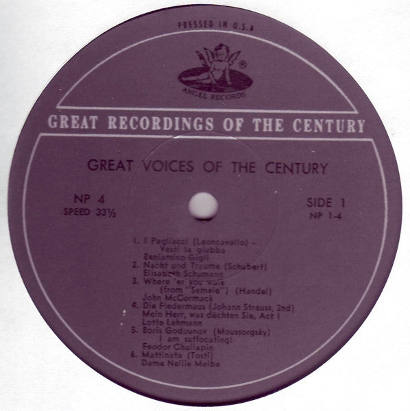 Various : Great Voices Of The Century (LP, Comp, Mono)