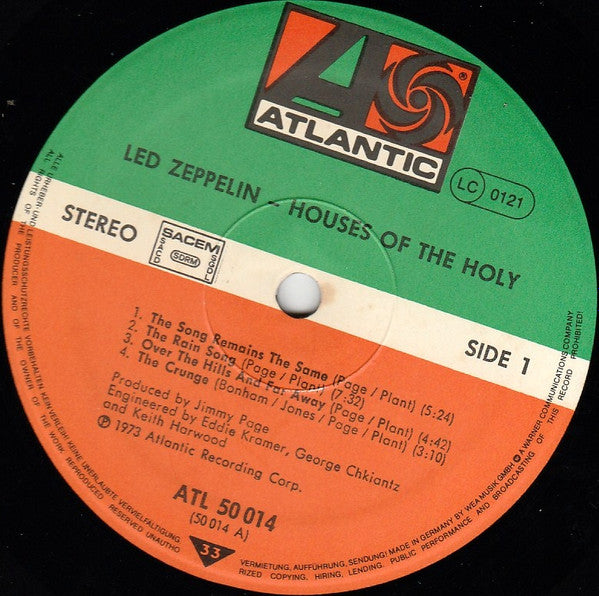 Led Zeppelin : Houses Of The Holy (LP, Album, RE)