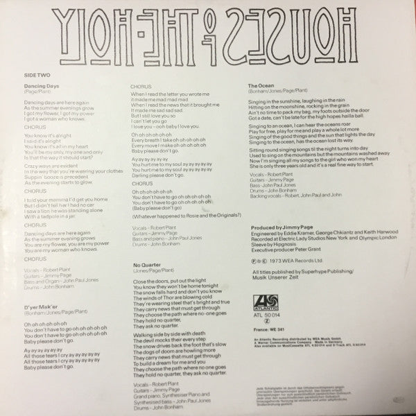 Led Zeppelin : Houses Of The Holy (LP, Album, RE)
