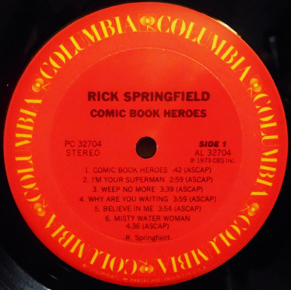 Rick Springfield : Comic Book Heroes (LP, Album, Gat)