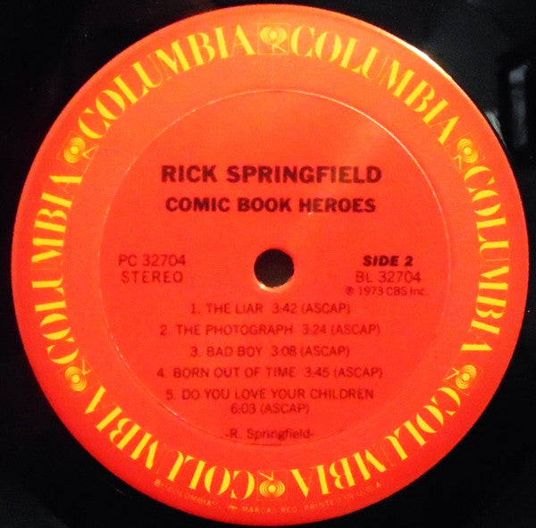 Rick Springfield : Comic Book Heroes (LP, Album, Gat)