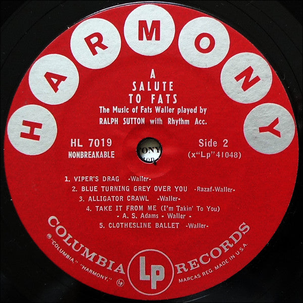Ralph Sutton (2) : A Salute To Fats (LP, Album, Mono)