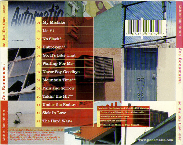 Joe Bonamassa : So, It's Like That (CD, Album, Ltd, Promo)