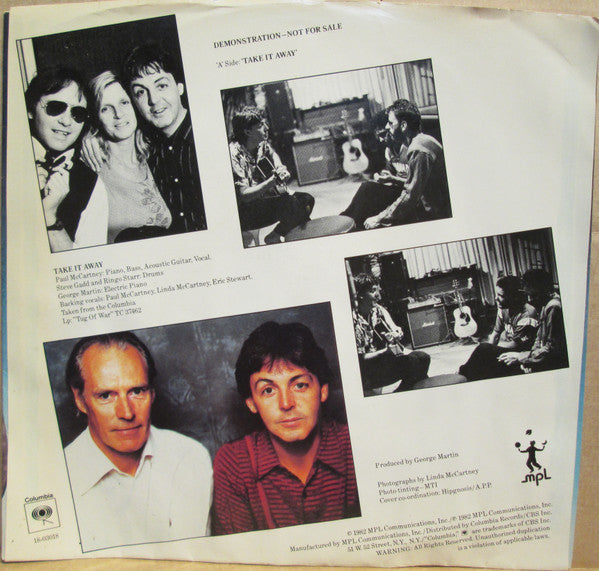 Paul McCartney : Take It Away (7", Single, Promo)