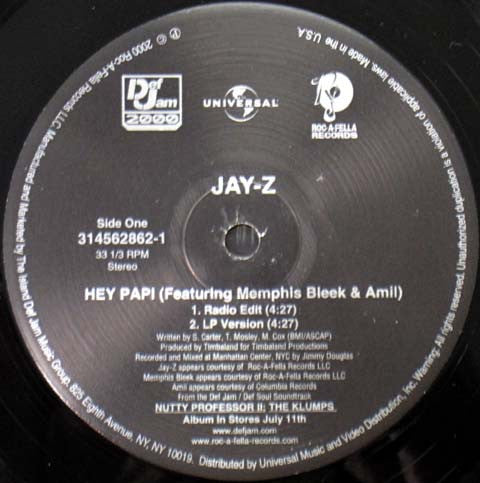 Jay-Z Featuring Memphis Bleek & Amil : Hey Papi (12")