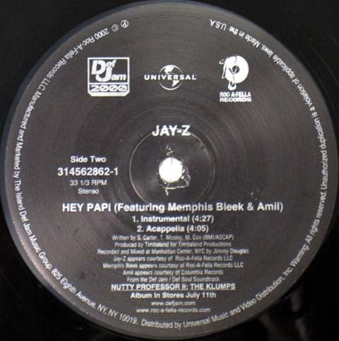 Jay-Z Featuring Memphis Bleek & Amil : Hey Papi (12")